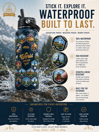 Lets Venture™ World Explorer Water Bottle + Stickers