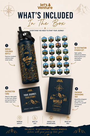 Lets Venture™ World Explorer Water Bottle + Stickers