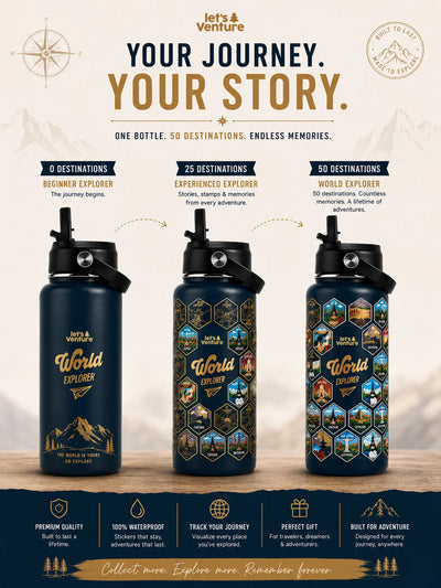 Lets Venture™ World Explorer Water Bottle + Stickers