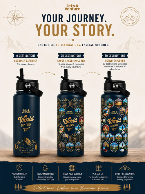 Lets Venture™ World Explorer Water Bottle + Stickers