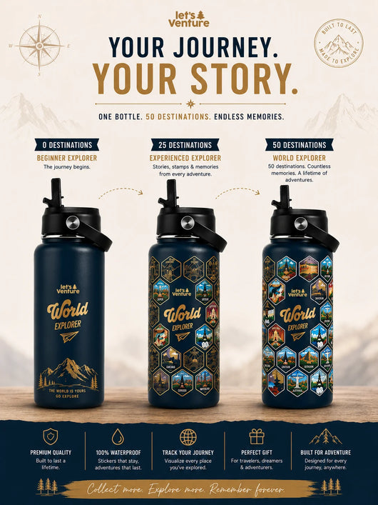 Lets Venture™ World Explorer Water Bottle + Stickers