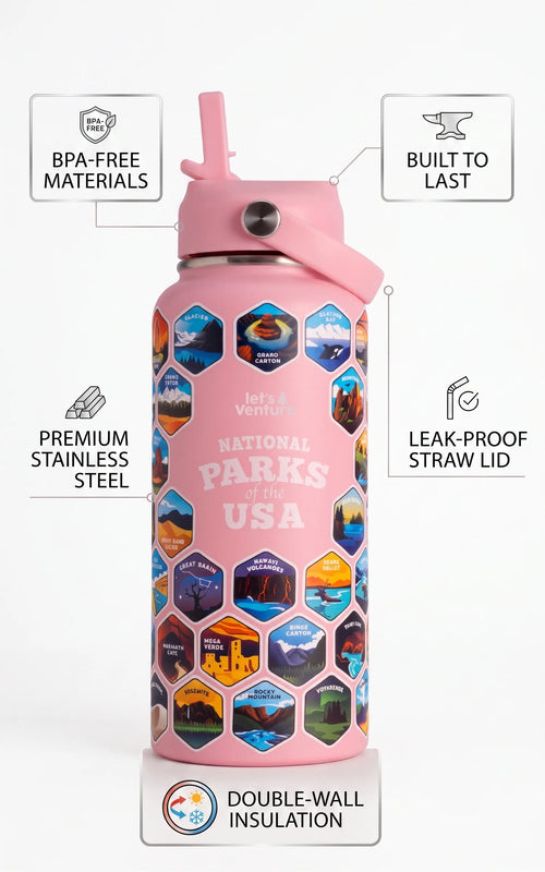 Lets Venture National Parks Water Bottle + Stickers