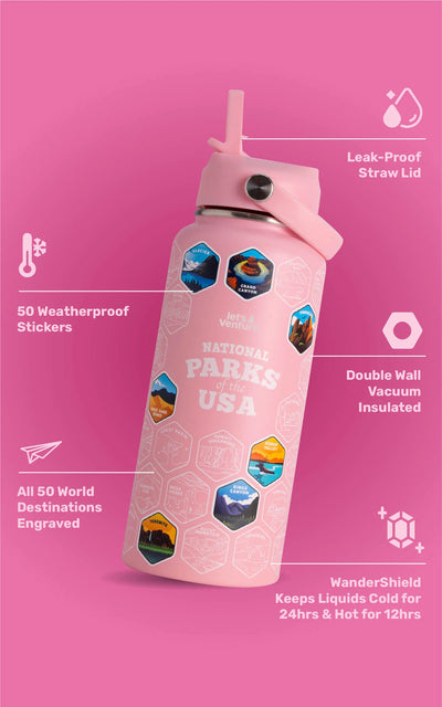 Lets Venture National Parks Water Bottle + Stickers
