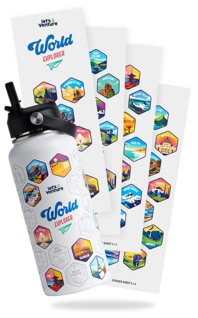 Lets Venture™ World Explorer Water Bottle + Stickers