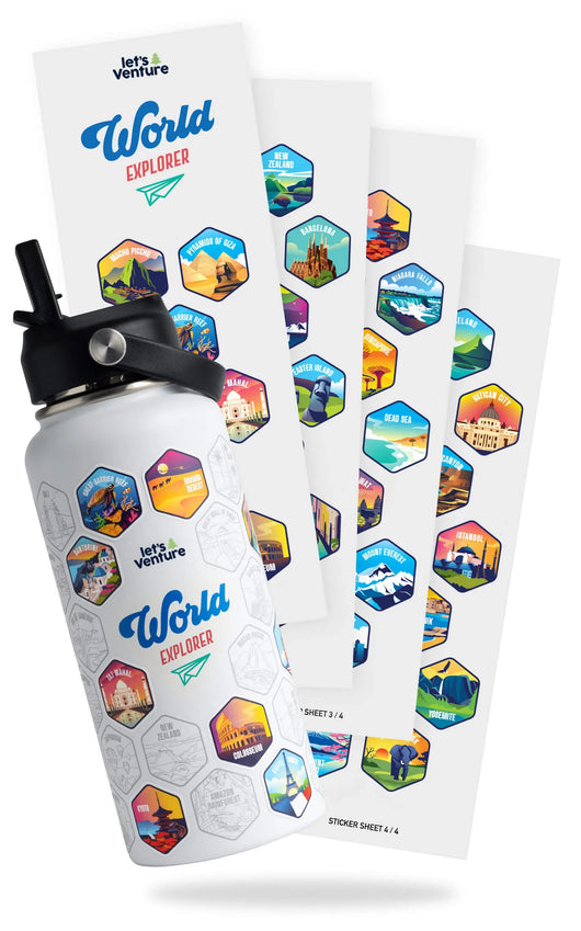 Lets Venture™ World Explorer Water Bottle + Stickers