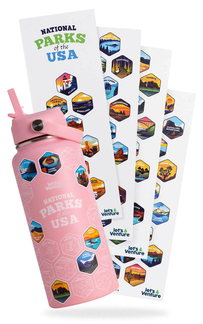 Lets Venture National Parks Water Bottle + Stickers